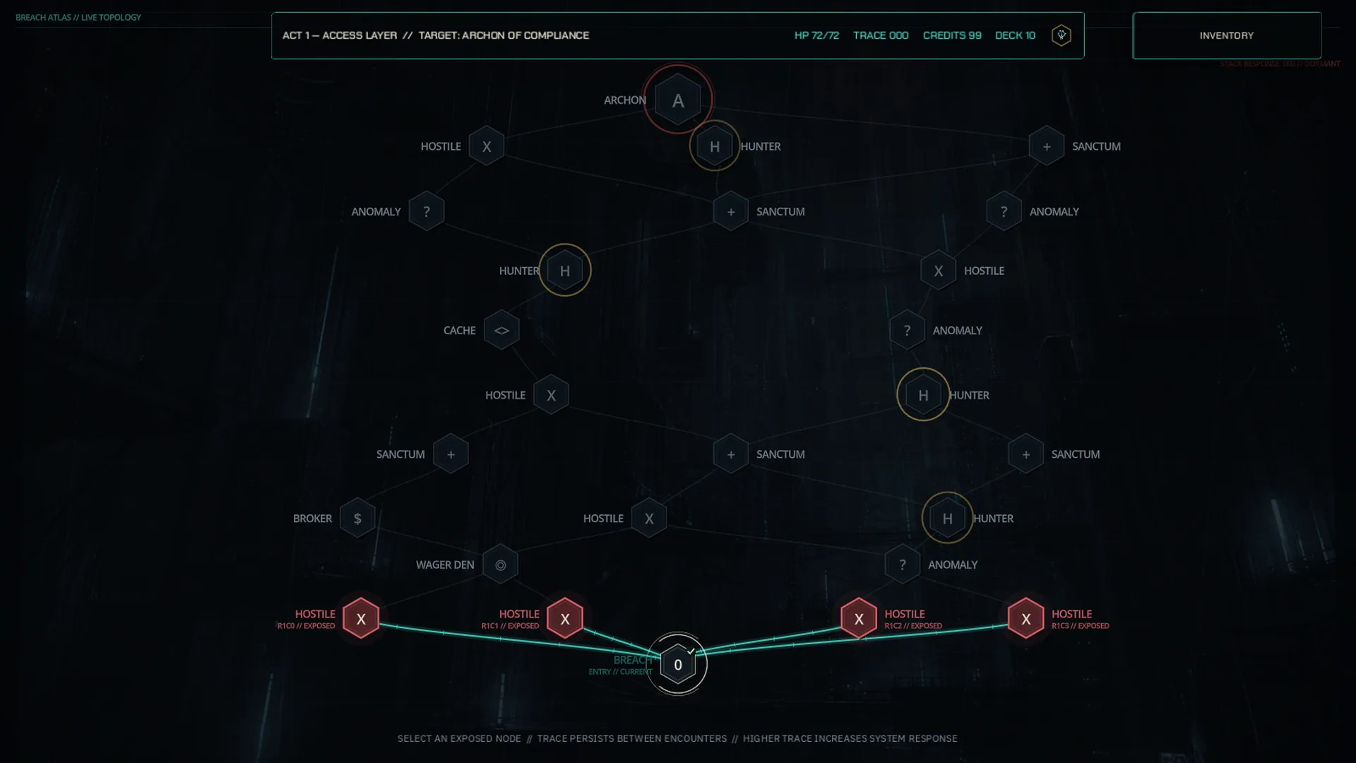 A branching BLACK STACK route map